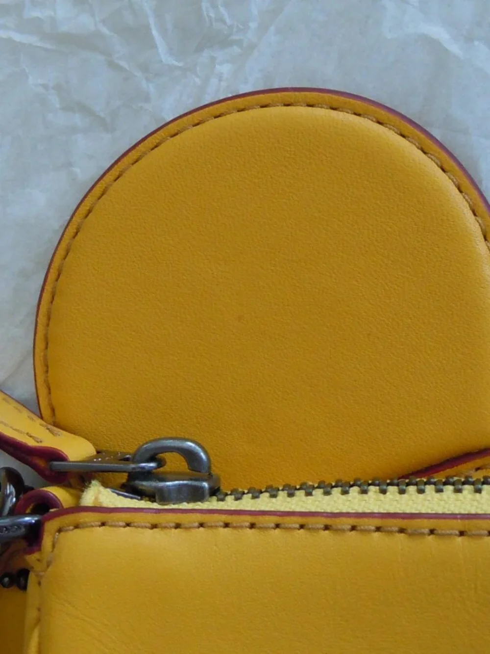 COACH DISNEY F59529 MICKEY MOUSE EARS WRISTLET YELLOW LEATHER EUC
